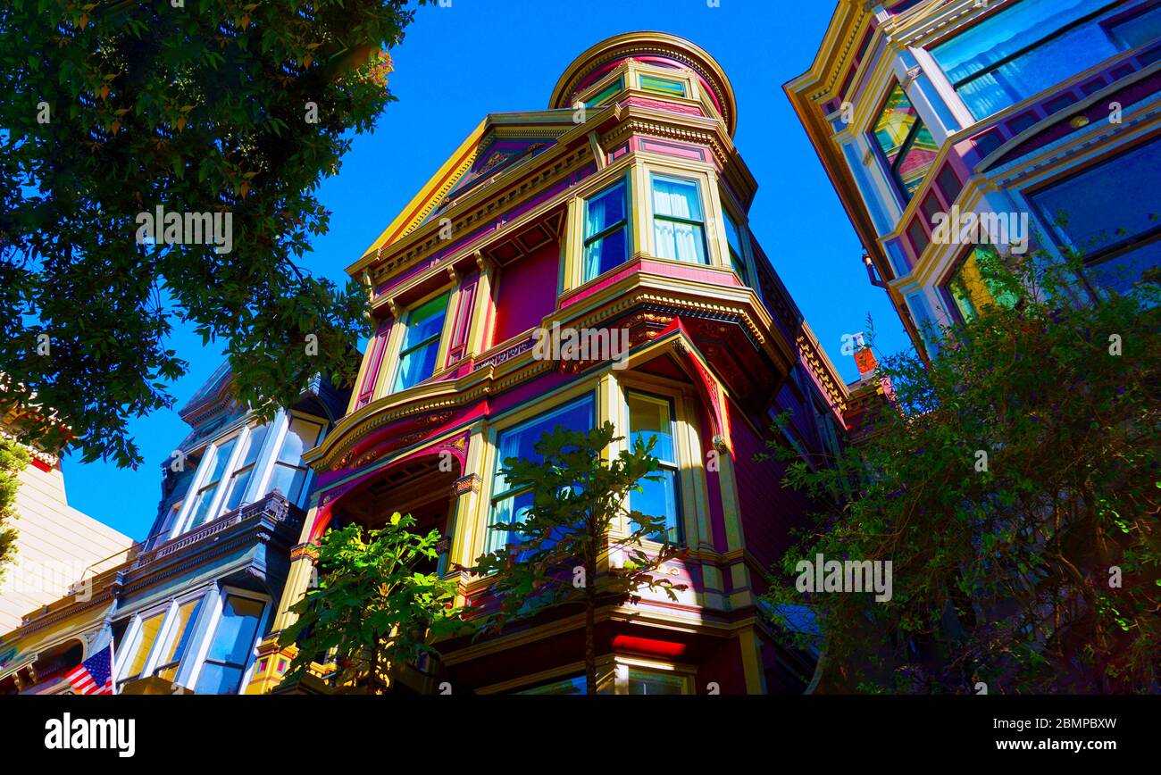 Maisons élégantes à San Francisco Banque D'Images