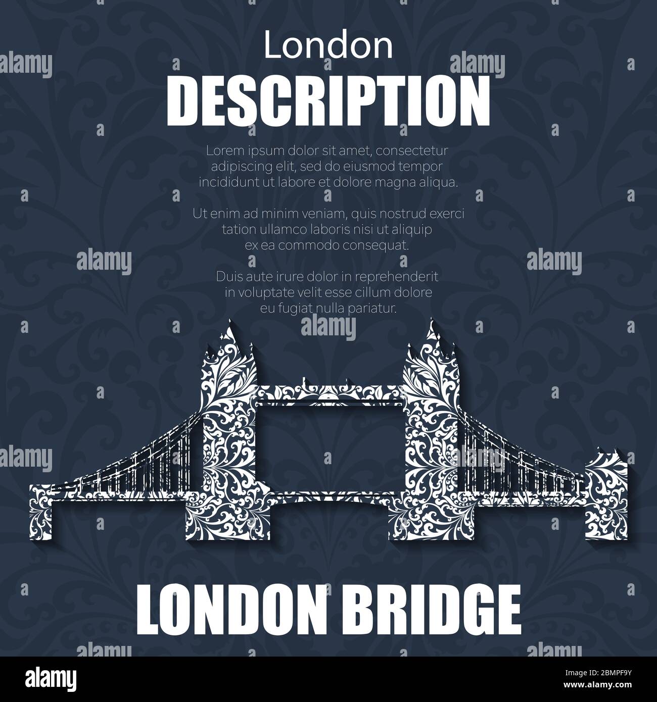 Motif floral boho rétro sur le London Bridge Illustration de Vecteur