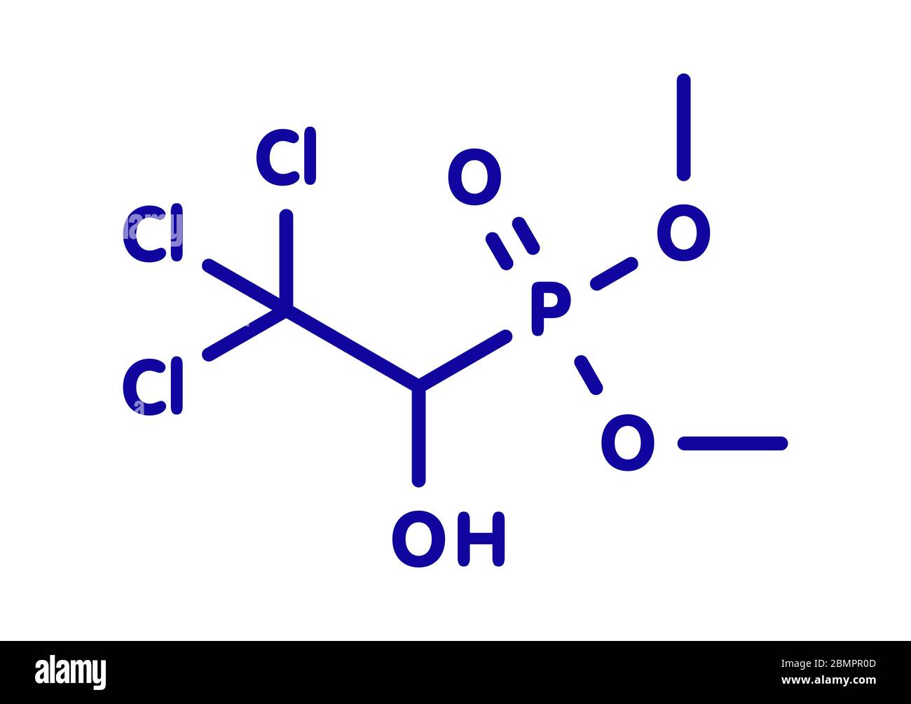 Le trichlorfon (métrifonate) molécule insecticide. Formule topologique. Banque D'Images