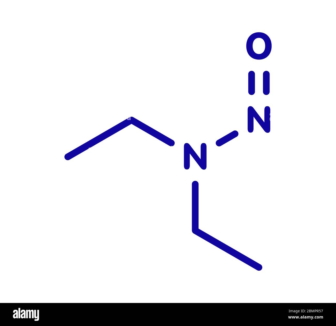 N-Nitroso-diéthylamine ou molécule cancérogène de l'AEDN. Formule topologique. Banque D'Images
