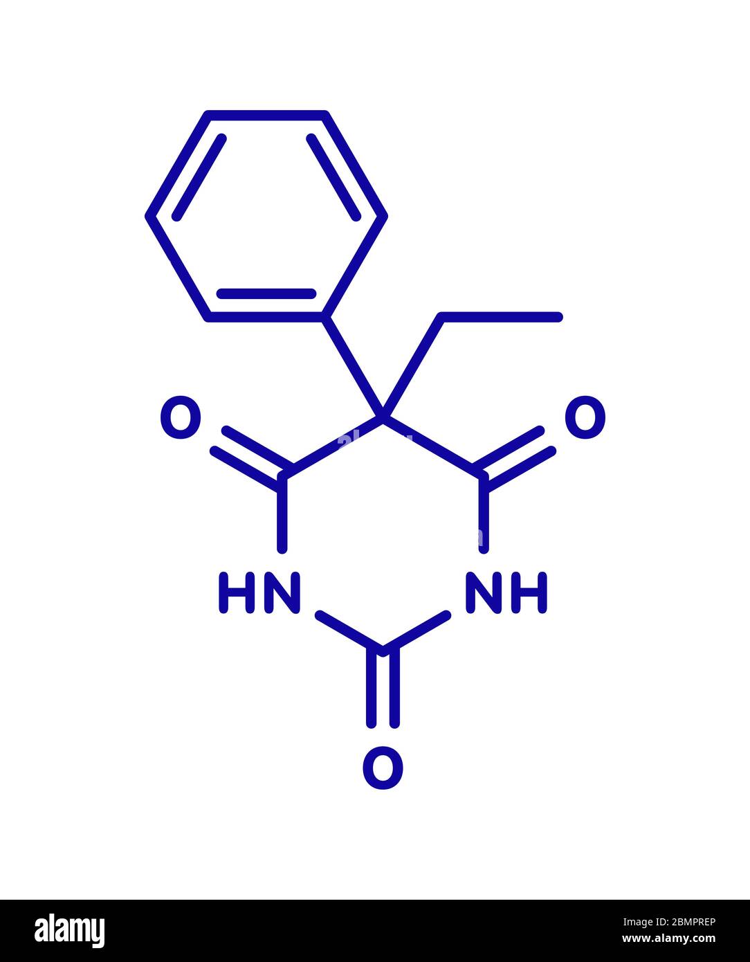 Phénobarbital barbiturate anticonvulsant (médicament pour l'épilepsie), structure chimique Formule squelette. Banque D'Images