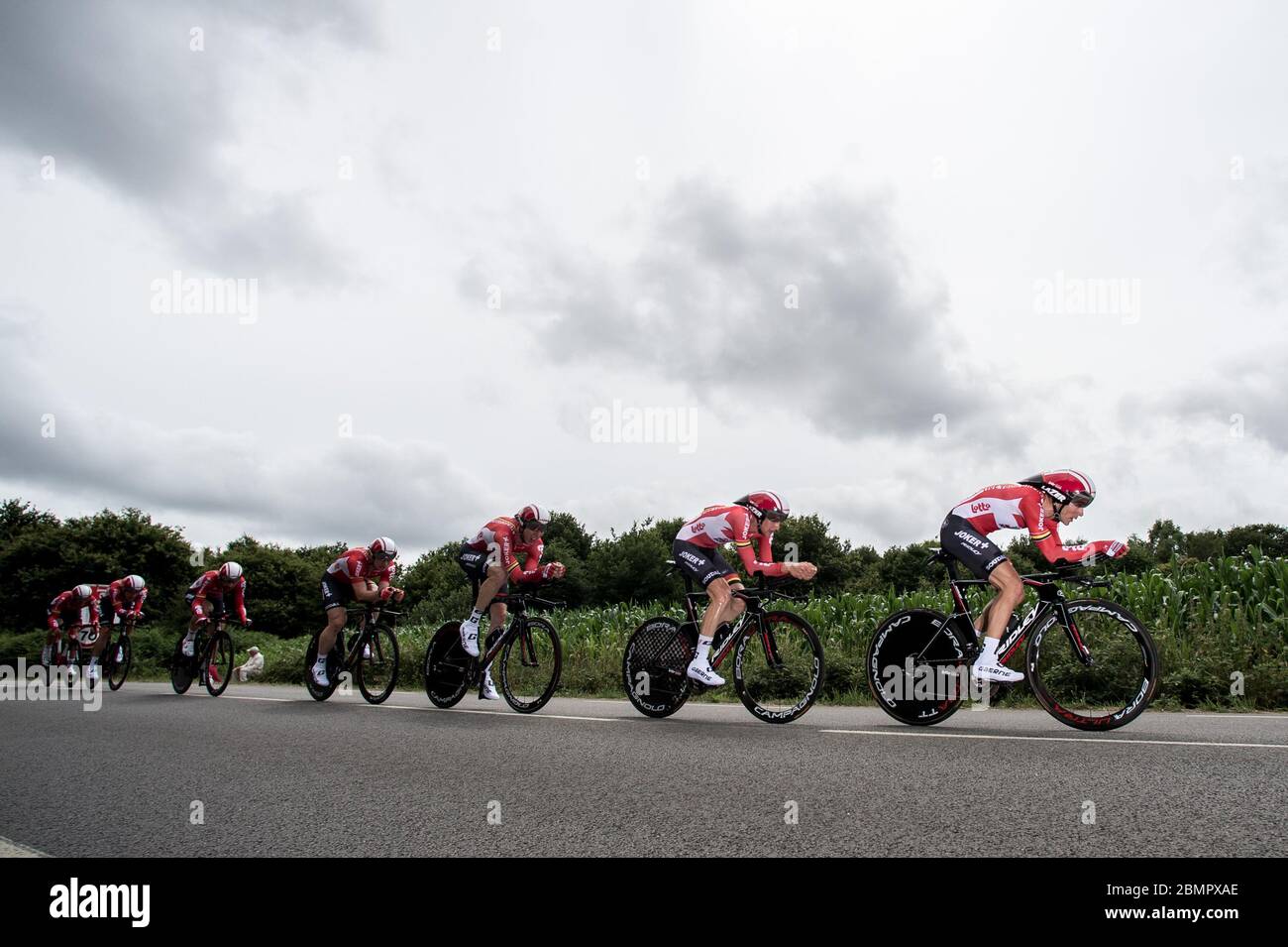 12.07.2015 vannes/Plumelec, France. LOTTO-SOUDAL / Belgique pendant l'épreuve de temps d'équipe étape 9 du Tour de France vannes à Plumelec. Banque D'Images