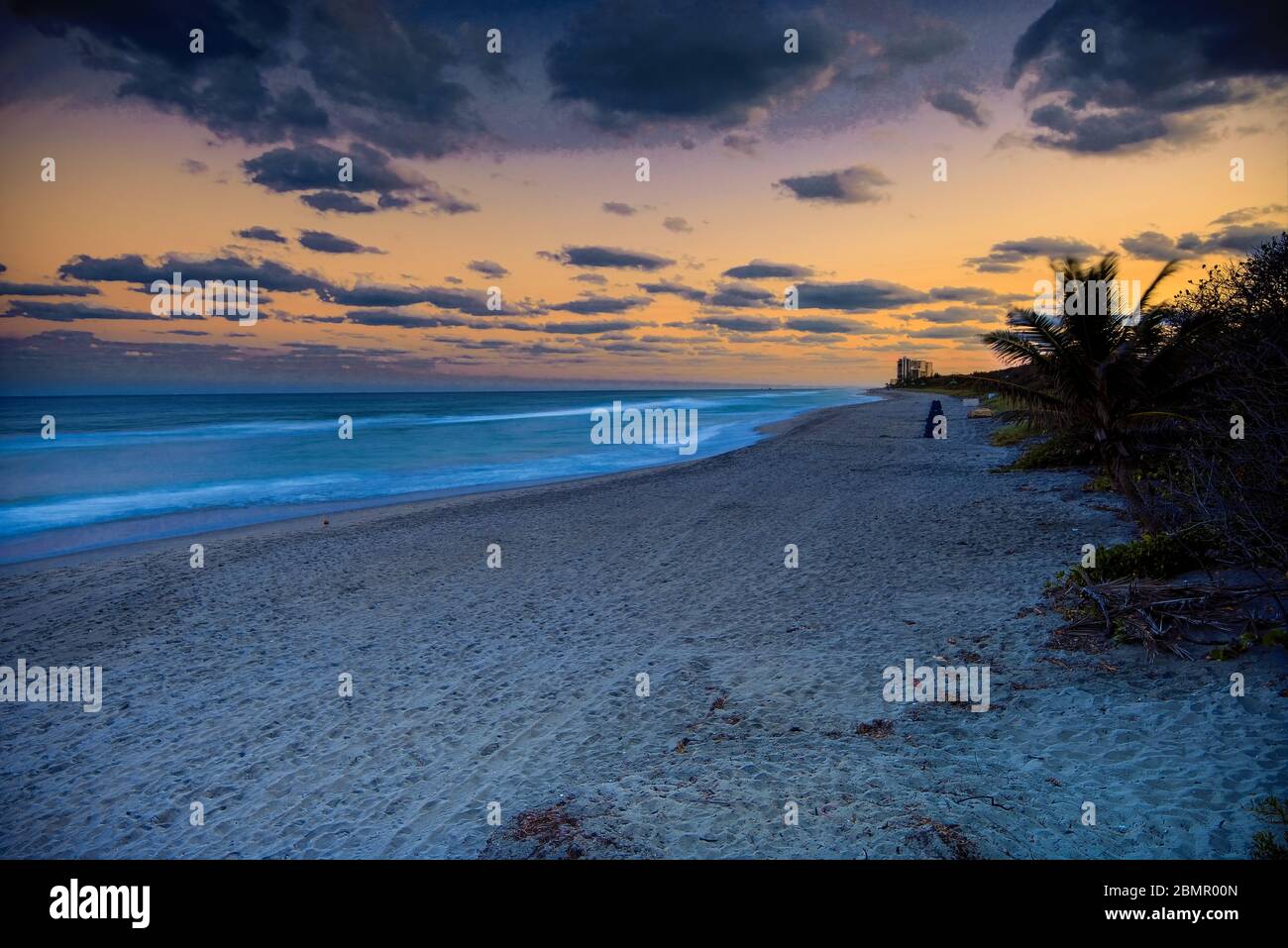 Boca Raton Beach au coucher du soleil Banque D'Images
