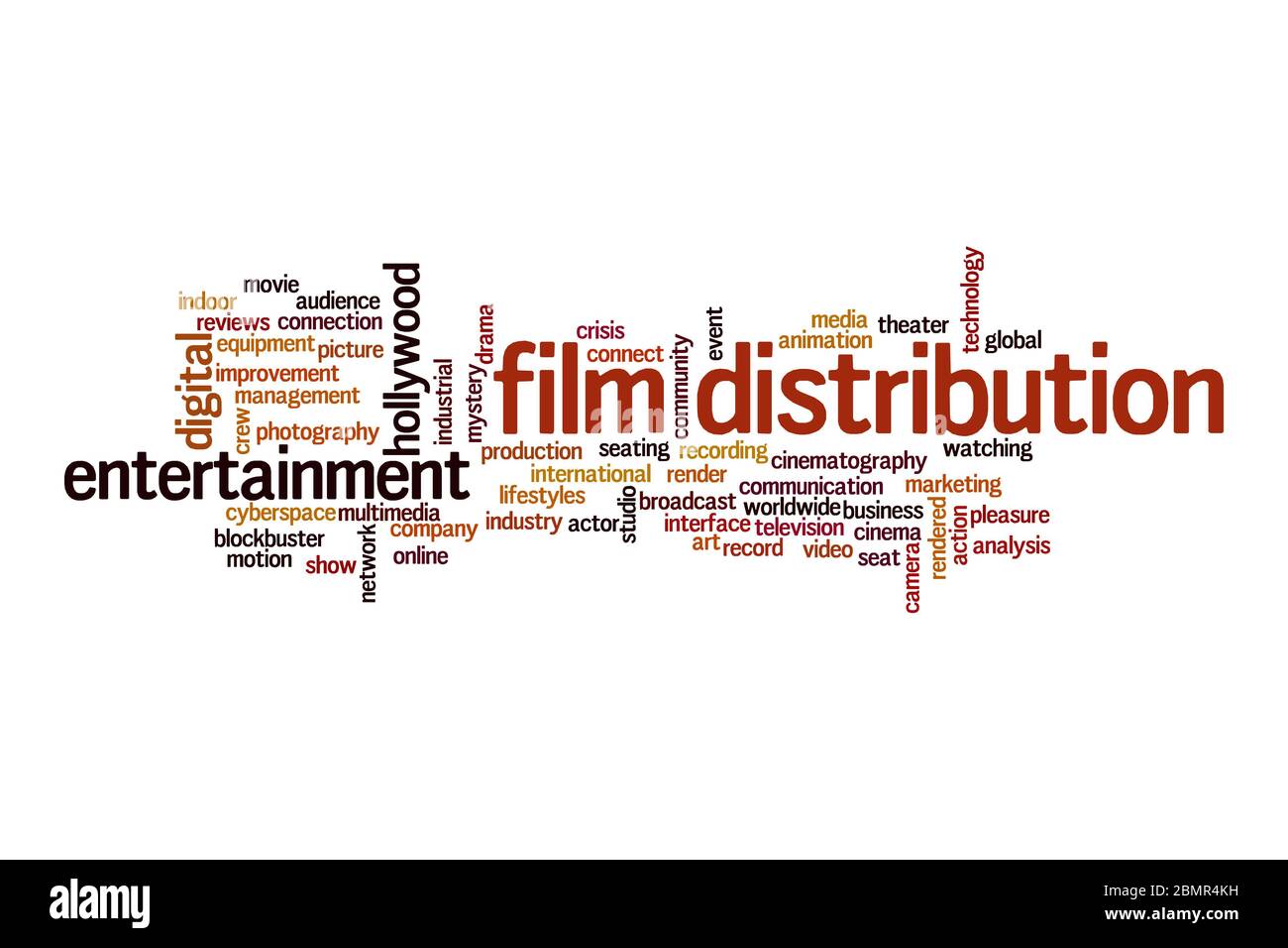 Concept de nuage de mots de distribution de film sur fond blanc Banque D'Images