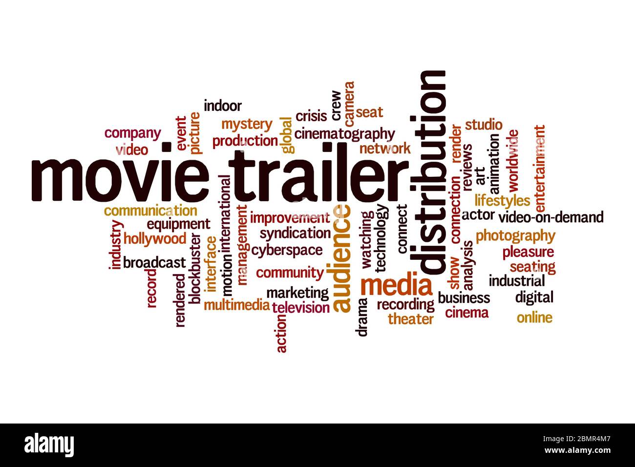 Concept de nuage de mots de bande-annonce de film sur fond blanc Banque D'Images