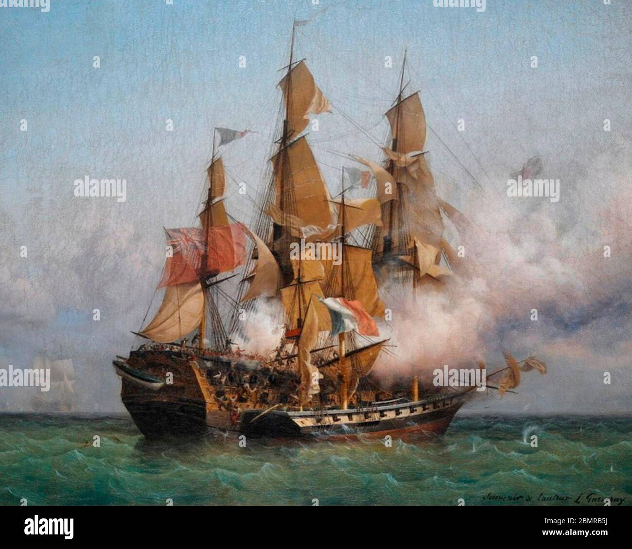 La prise du Kent par Robert Surcouf dans le golfe du Bengale, 7 octobre 1800 - Ambroise Louis Garneray Banque D'Images