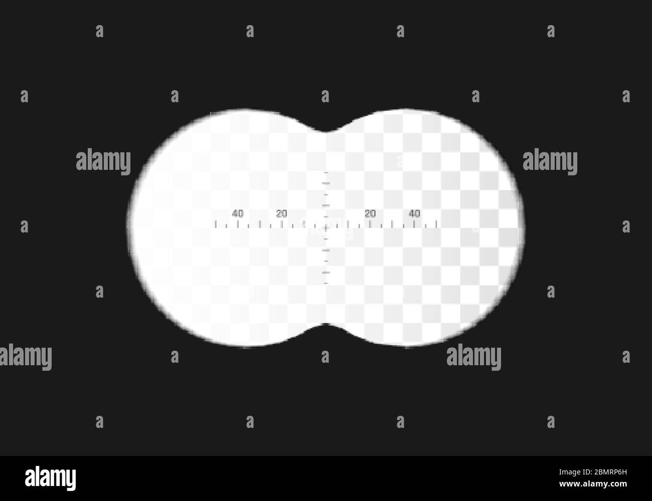 Vue sur les jumelles. Échelle de mesure au centre de la vue. Espion pour viser dans binoculaire. Illustration vectorielle Illustration de Vecteur