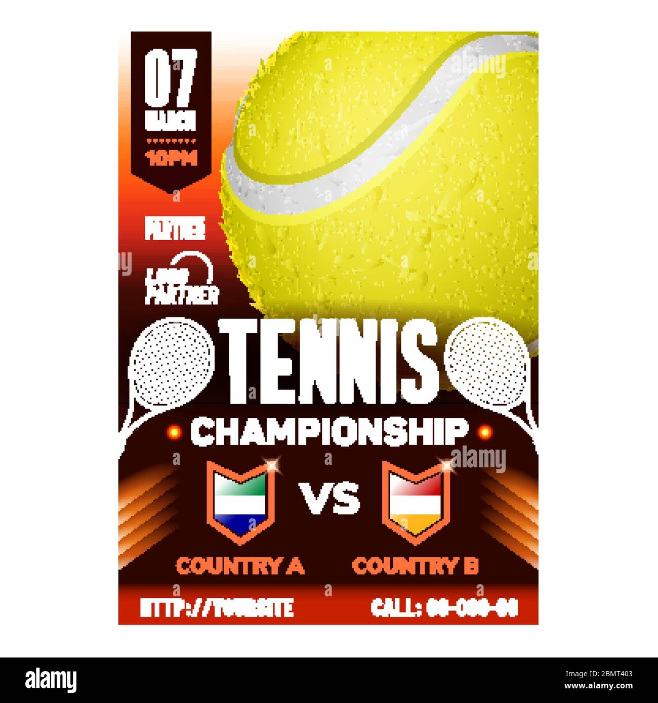 Championnat de tennis de course de raquettes de sport bannière Vector Illustration de Vecteur