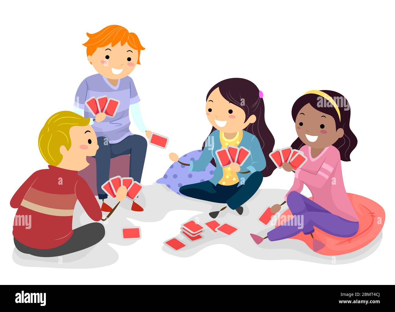 Illustration des cartes à jouer Stickman Teenage Girls and Guys Photo