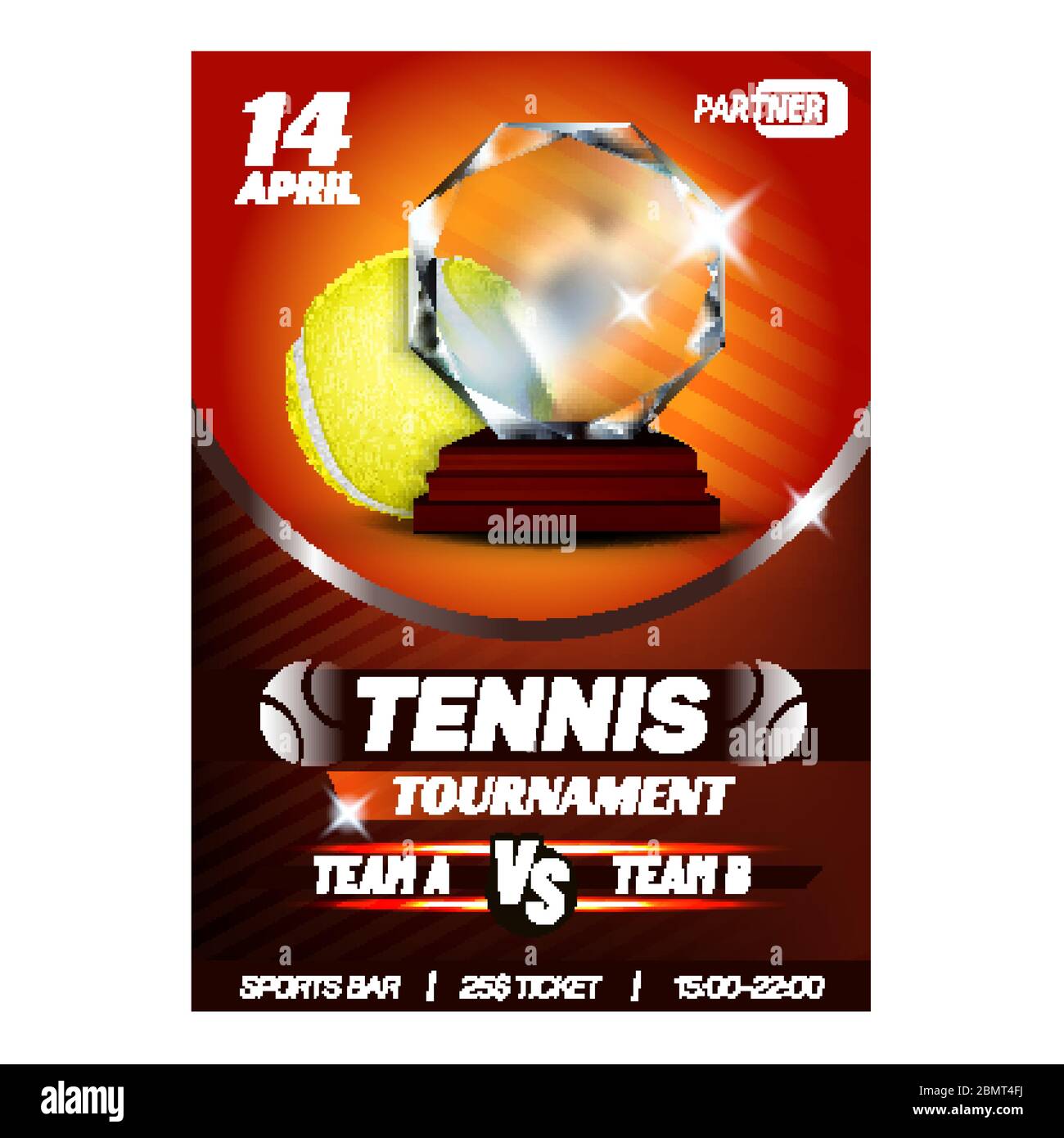 Vecteur d'affiche de récompense du gagnant de la ligue sportive de tennis Illustration de Vecteur
