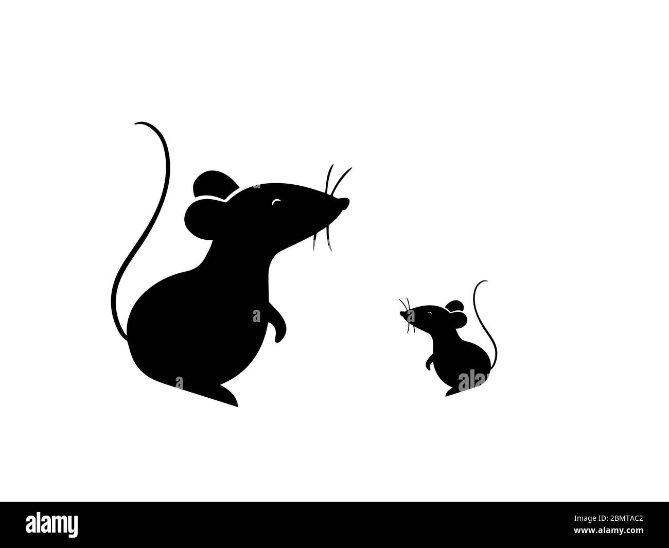 Silhouette de chiot avec souris sur fond blanc Banque D'Images