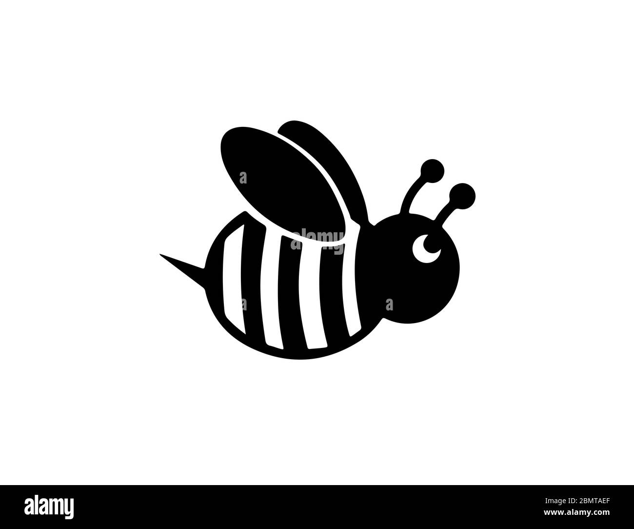 Silhouette d'abeille sur fond blanc Banque D'Images