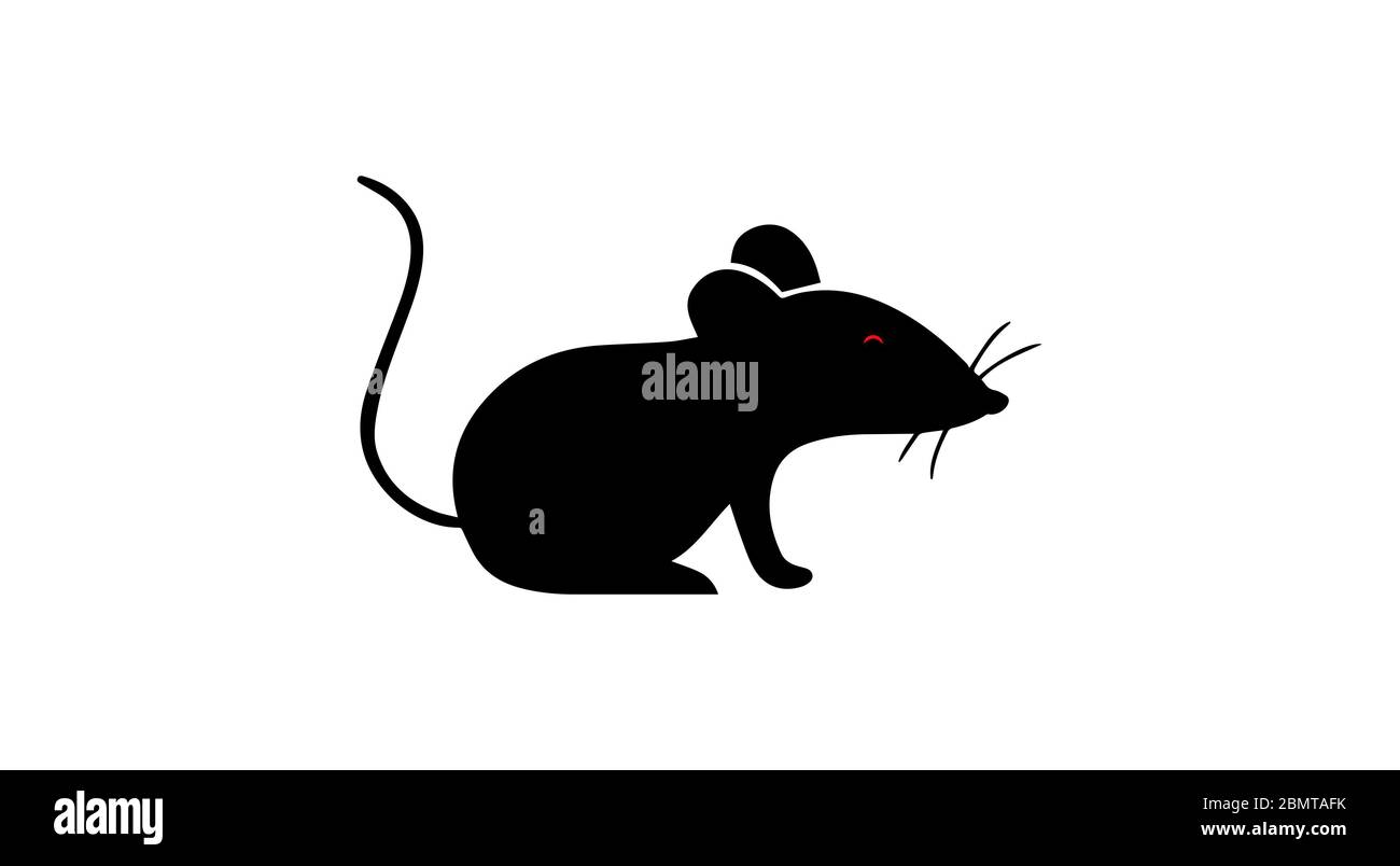 Silhouette de souris à yeux rouges arrière-plan blanc Banque D'Images