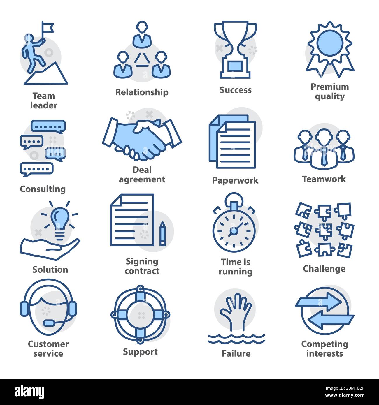 Icônes de gestion d'entreprise. Définir un style de ligne pour la stratégie, l'avancement de carrière et le processus d'affaires. Pack 10 Illustration de Vecteur