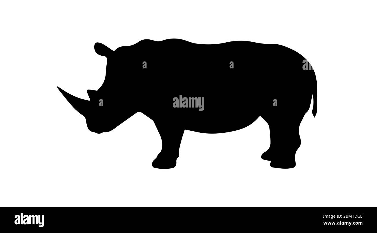 Silhouette de rhinocéros sur fond blanc Banque D'Images