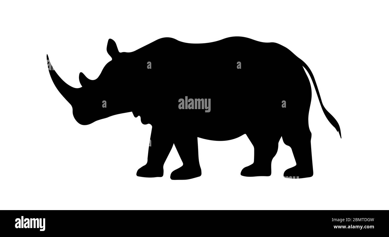 Silhouette de rhinocéros sur fond blanc Banque D'Images
