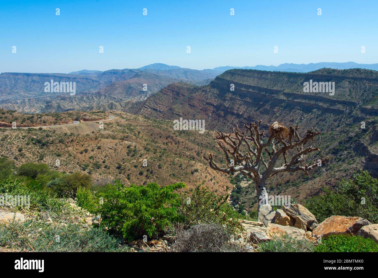 Vue sur la vallée montagneuse pittoresque et colorée, région d'Afar, Éthiopie Banque D'Images