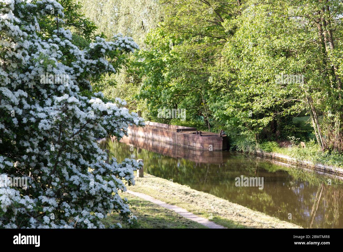 Barge de charbon d'acier près de Lowsonford, canal Straford upon Avon, Warwickshire Banque D'Images