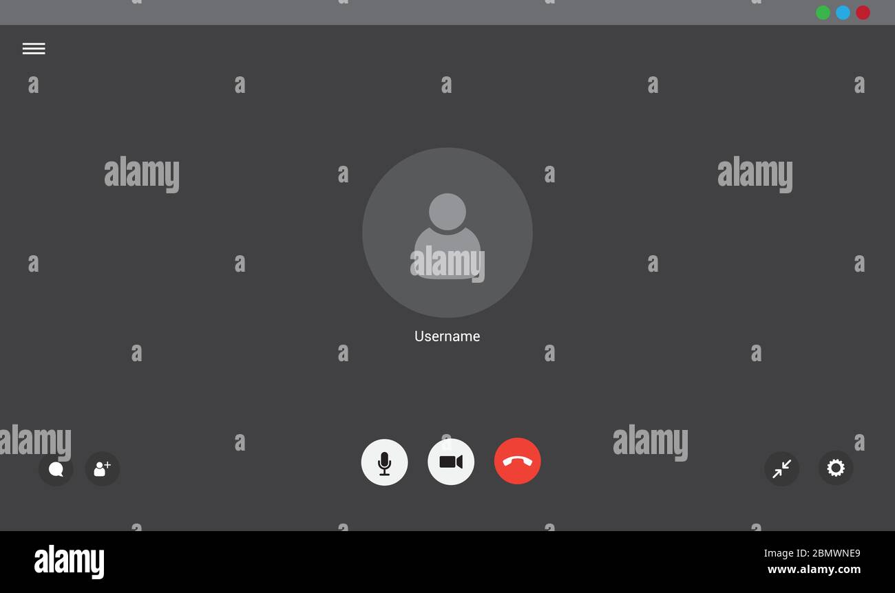 Interface utilisateur de chat vidéo, superposition de la fenêtre appels vidéo Illustration de Vecteur