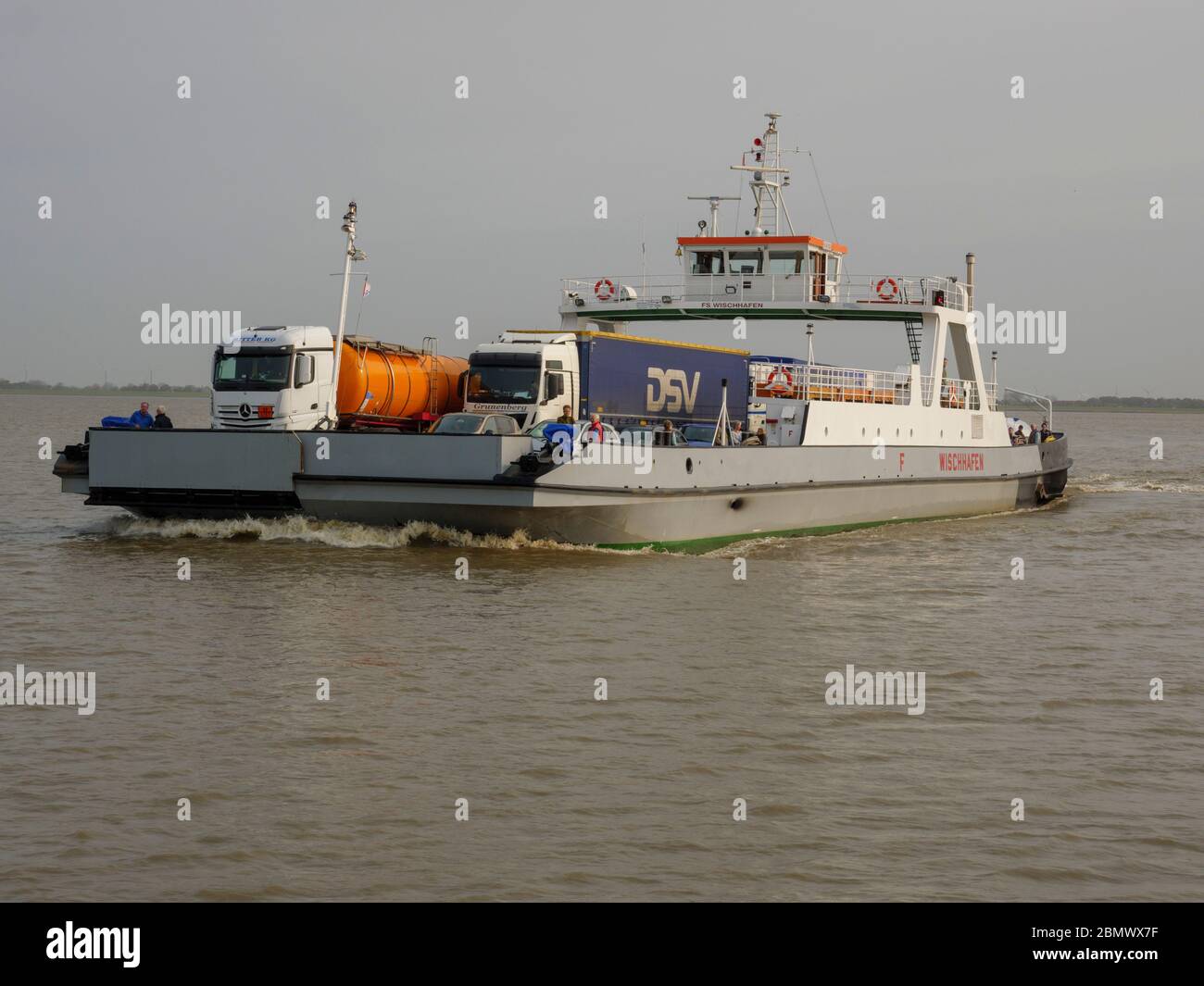 Fähre, Elbe BEI Wischhafen, Niedersachsen, Allemagne Banque D'Images