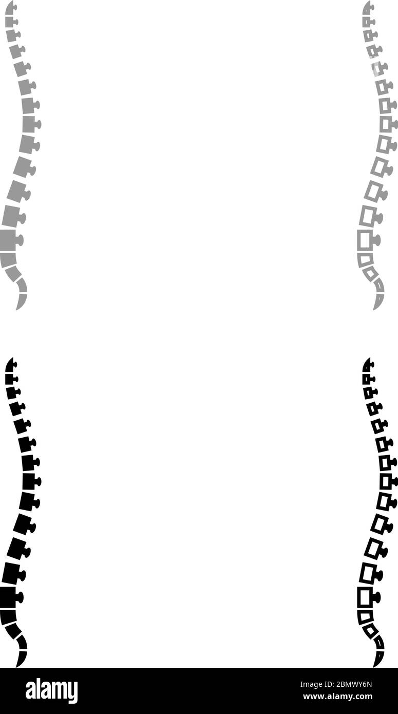 Colonne vertébrale humaine vue latérale vertèbres dorsales vertèbres icône contour définir noir gris couleur vecteur illustration plat image simple Illustration de Vecteur