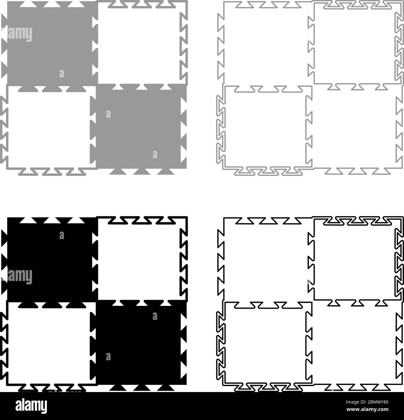 Puzzle sport mat avec mousse Play concept Tatami icône contour ensemble noir gris couleur vecteur illustration plat style simple image Illustration de Vecteur