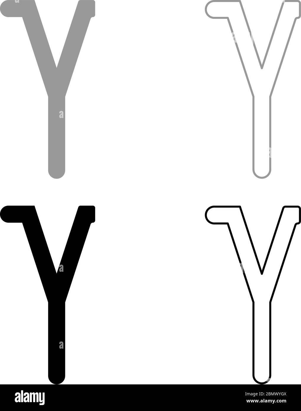 Gamma symbole grec petite lettre minuscule icône contour ensemble noir gris couleur vecteur illustration plat style simple image Illustration de Vecteur