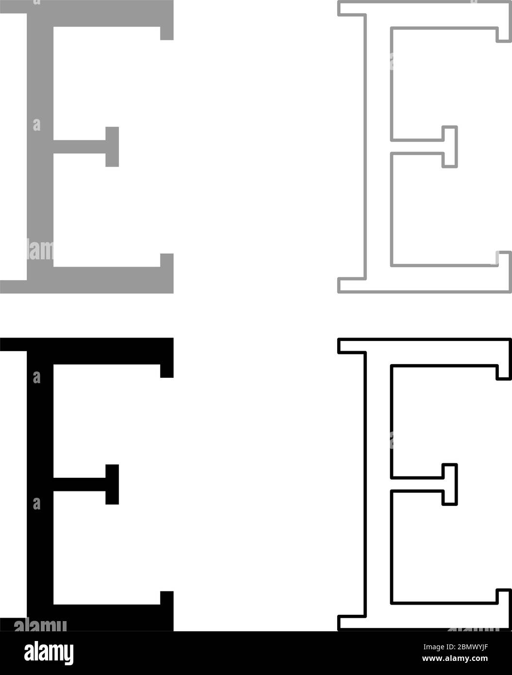 Epsilon grec symbole majuscule majuscule icône contour ensemble noir gris couleur vecteur illustration style plat image simple Illustration de Vecteur Epsilon grec symbole majuscule majuscule icône contour ensemble noir gris couleur vecteur illustration style plat image simple Illustration de Vecteur