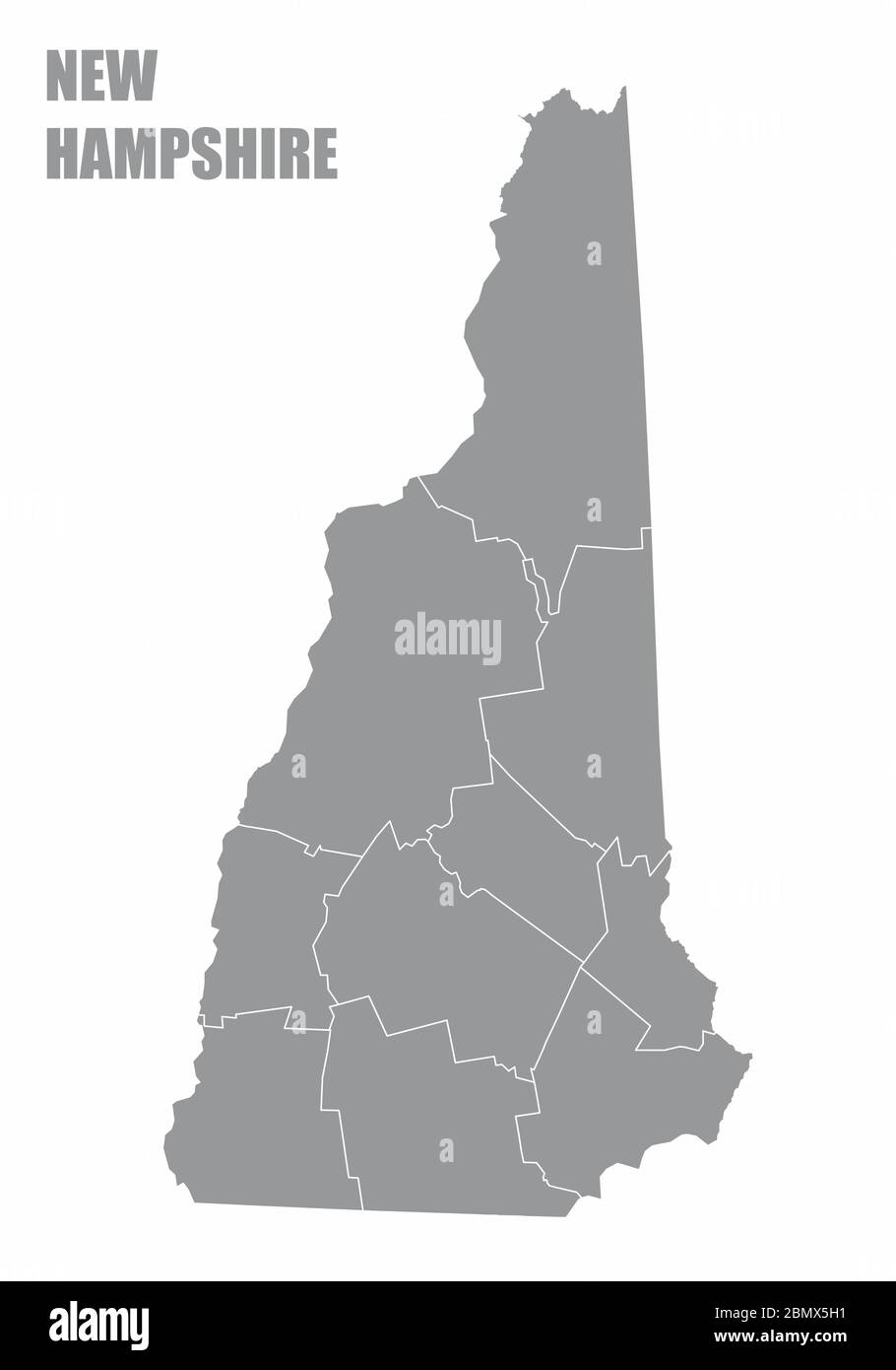 Carte des comtés de l'État du New Hampshire Illustration de Vecteur