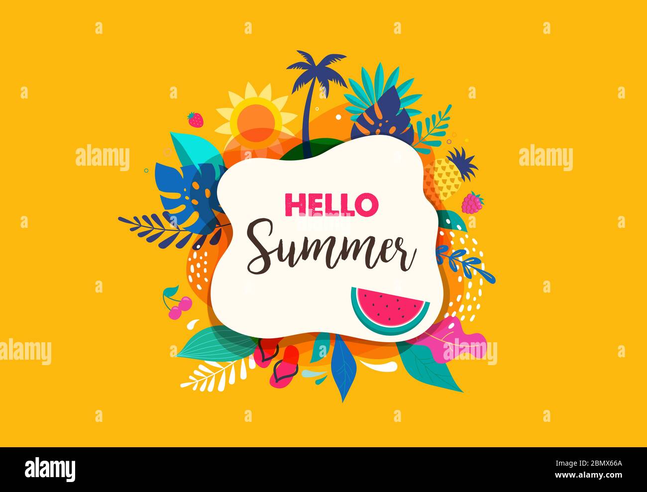 Hello été résumé fond, bannière de vente d'été, poster design. Illustration vectorielle Illustration de Vecteur