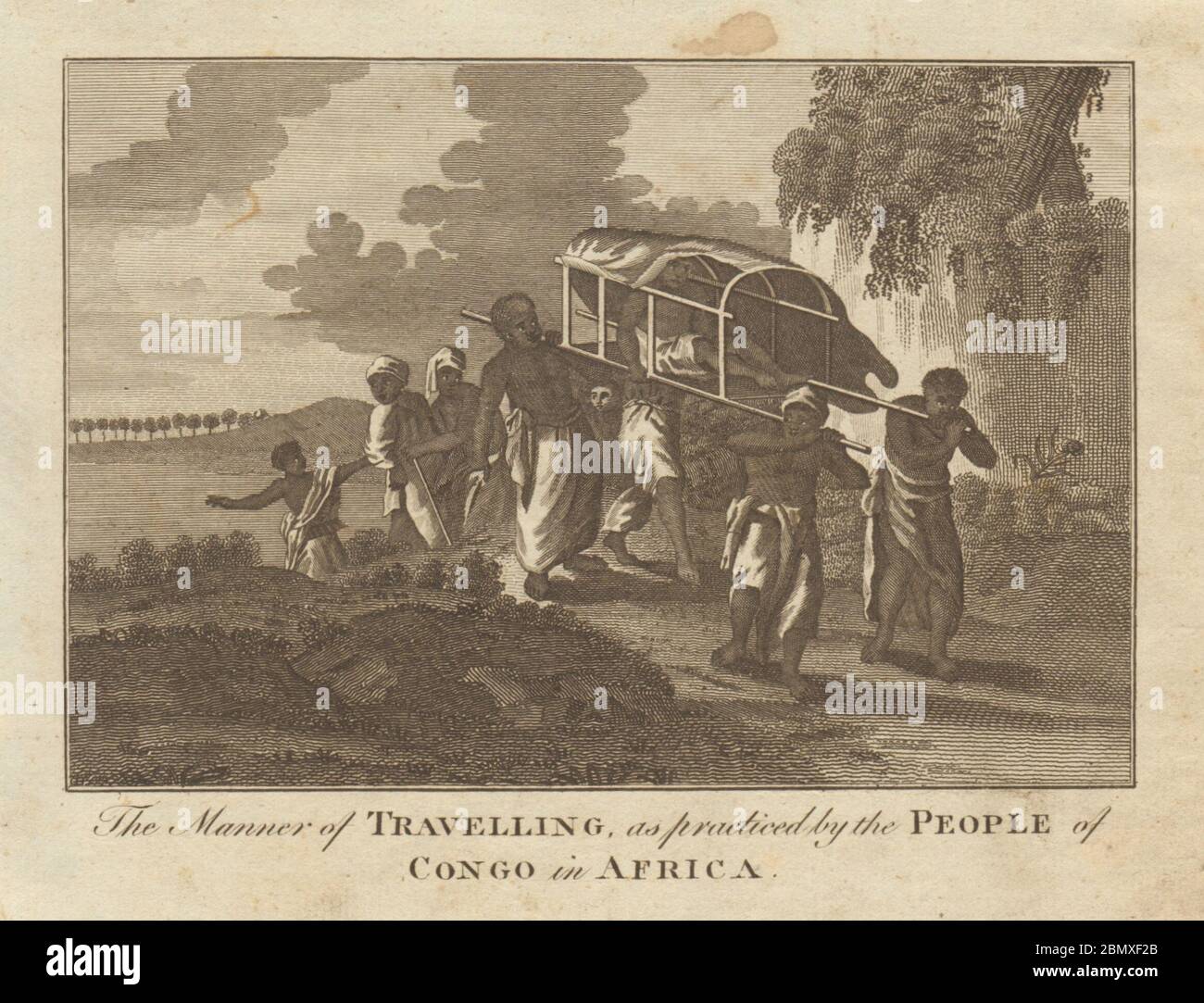 La manière de voyager, pratiquée par le peuple du Congo. Imprimé BANKES 1789 Banque D'Images