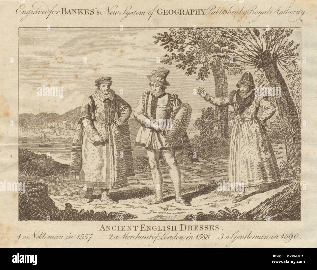 Robe anglaise. Noble 1557. Marchand de Londres 1588. Gentleman 1590. BANKES 1789 Banque D'Images