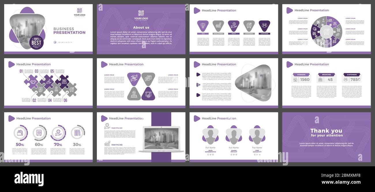 Modèles de présentation, entreprise. Éléments d'infographies pour les modèles de présentation. Rapport annuel, couverture de livre, brochure, mise en page. Illustration de Vecteur
