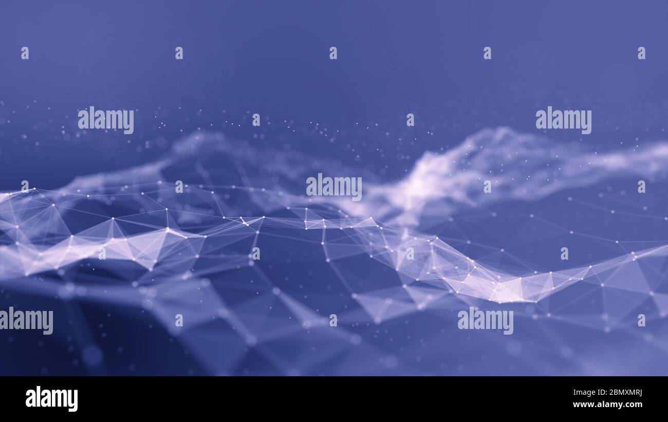 Paysage numérique abstrait. Base conceptuelle Big Data. Illustration 3D Banque D'Images