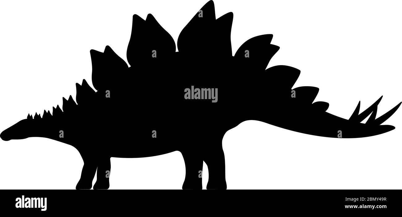Silhouette de Stegosaurus. Illustration vectorielle silhouette noire d'un dinosaure stegosaurus isolé sur un fond blanc. Icône de logo dinosaure, vue latérale p Illustration de Vecteur