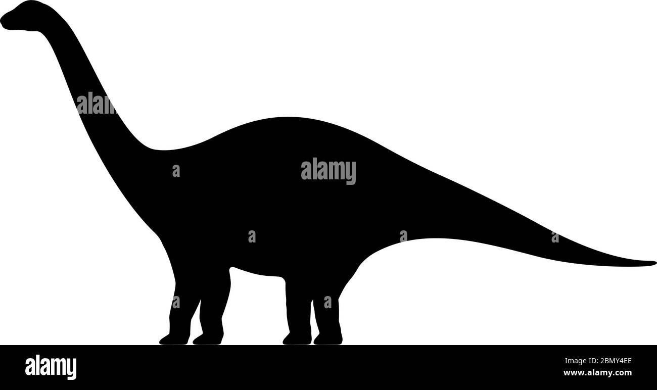 Silhouette d'Apatosaurus. Illustration vectorielle silhouette noire d'un dinosaure d'apatosaurus isolé sur un fond blanc. Icône de logo dinosaure, vue latérale p Illustration de Vecteur