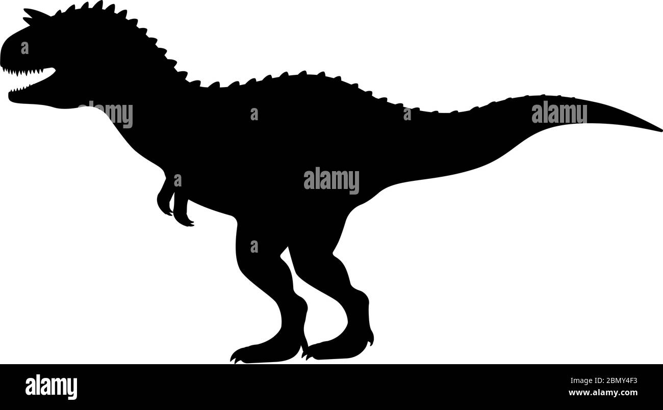 Silhouette de Carnotaurus. Illustration vectorielle silhouette noire d'un dinosaure carnotaurus isolé sur un fond blanc. Icône de logo dinosaure, vue latérale p Illustration de Vecteur