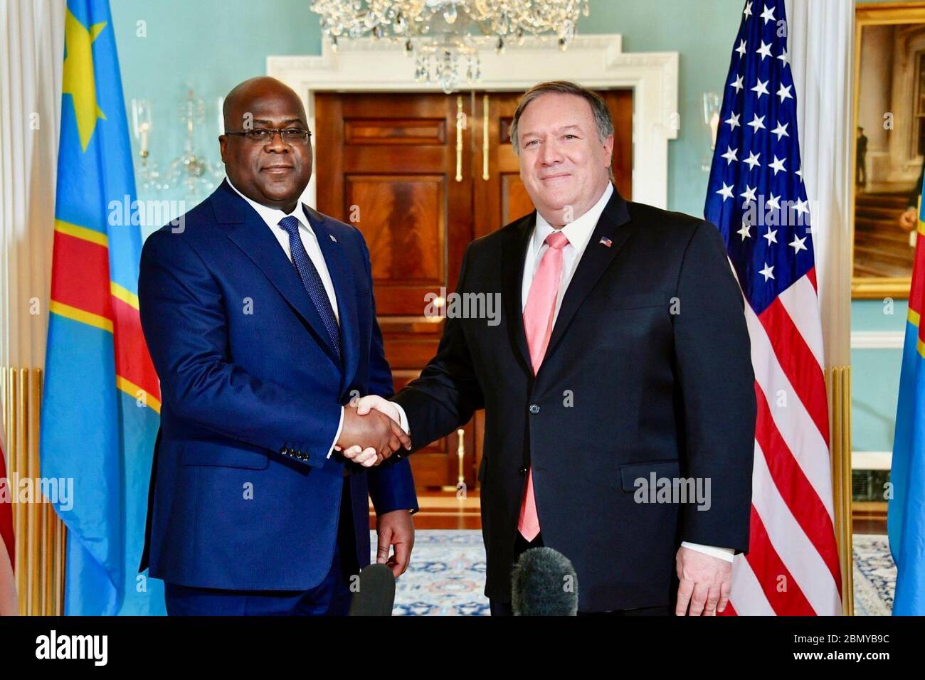Le 3 avril 2019, le secrétaire d’État américain Michael Pompeo a rencontré Felix Tshisekedi, président de la République démocratique du Congo, à Washington, DC, pour discuter de la sécurité régionale et des relations bilatérales. Banque D'Images