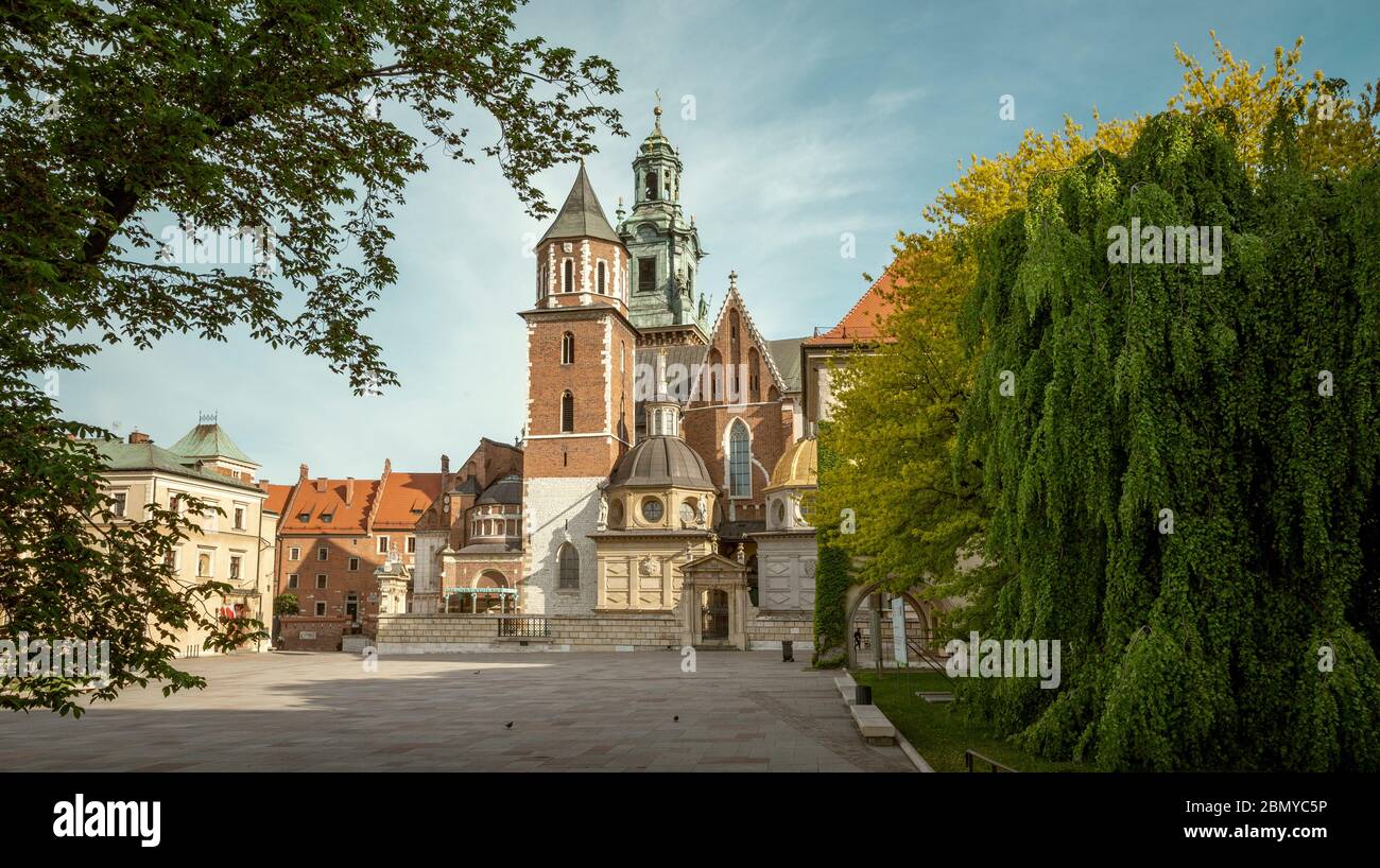 Panorama de la cathédrale du château de Wawel à Cracovie, Pologne Banque D'Images