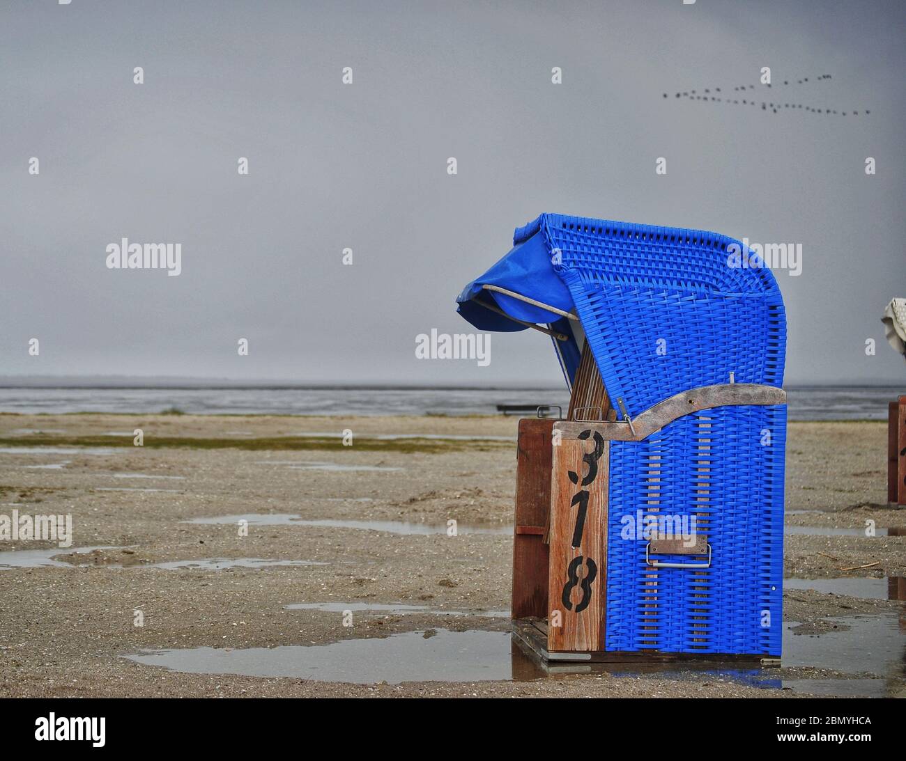 chaise de plage à la mer du nord, allemagne Banque D'Images