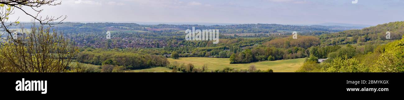 Oxted Downs et Oxted Town Panorama Banque D'Images
