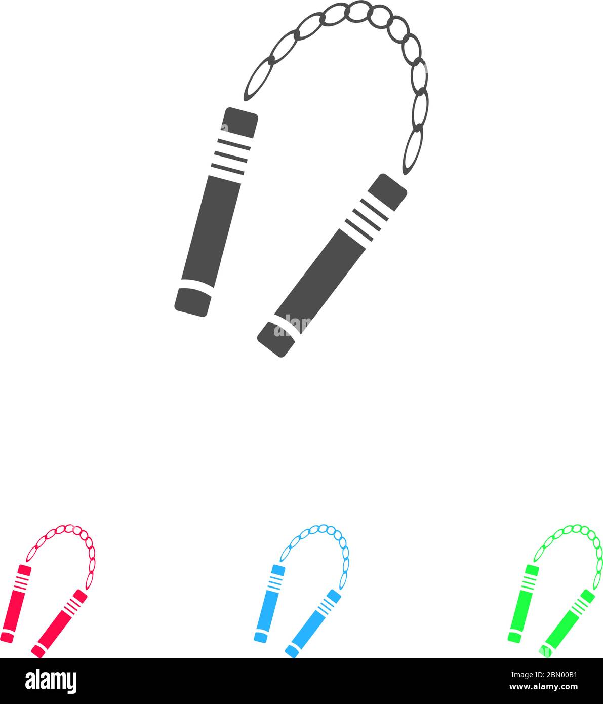 Icône d'arme Nunchaku plate. Pictogramme de couleur sur fond blanc. Symbole d'illustration vectorielle et icônes bonus Illustration de Vecteur