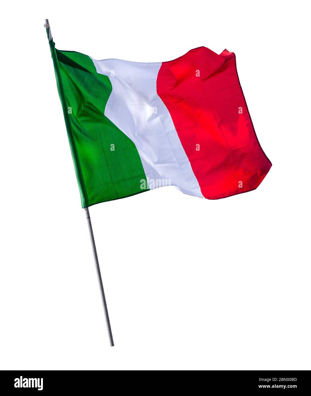 Drapeau italien isolé sur UN poteau Banque D'Images