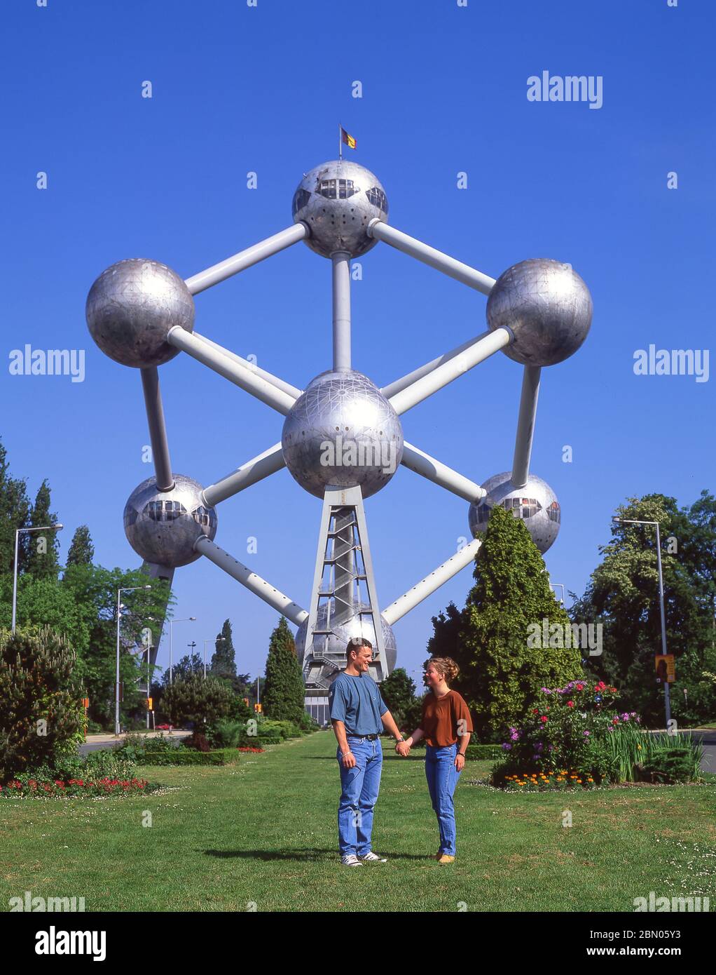 L'Atomium du parc Heysel, Heysel, ville de Bruxelles (Bruxelles), région de Bruxelles-capitale, Royaume de Belgique Banque D'Images