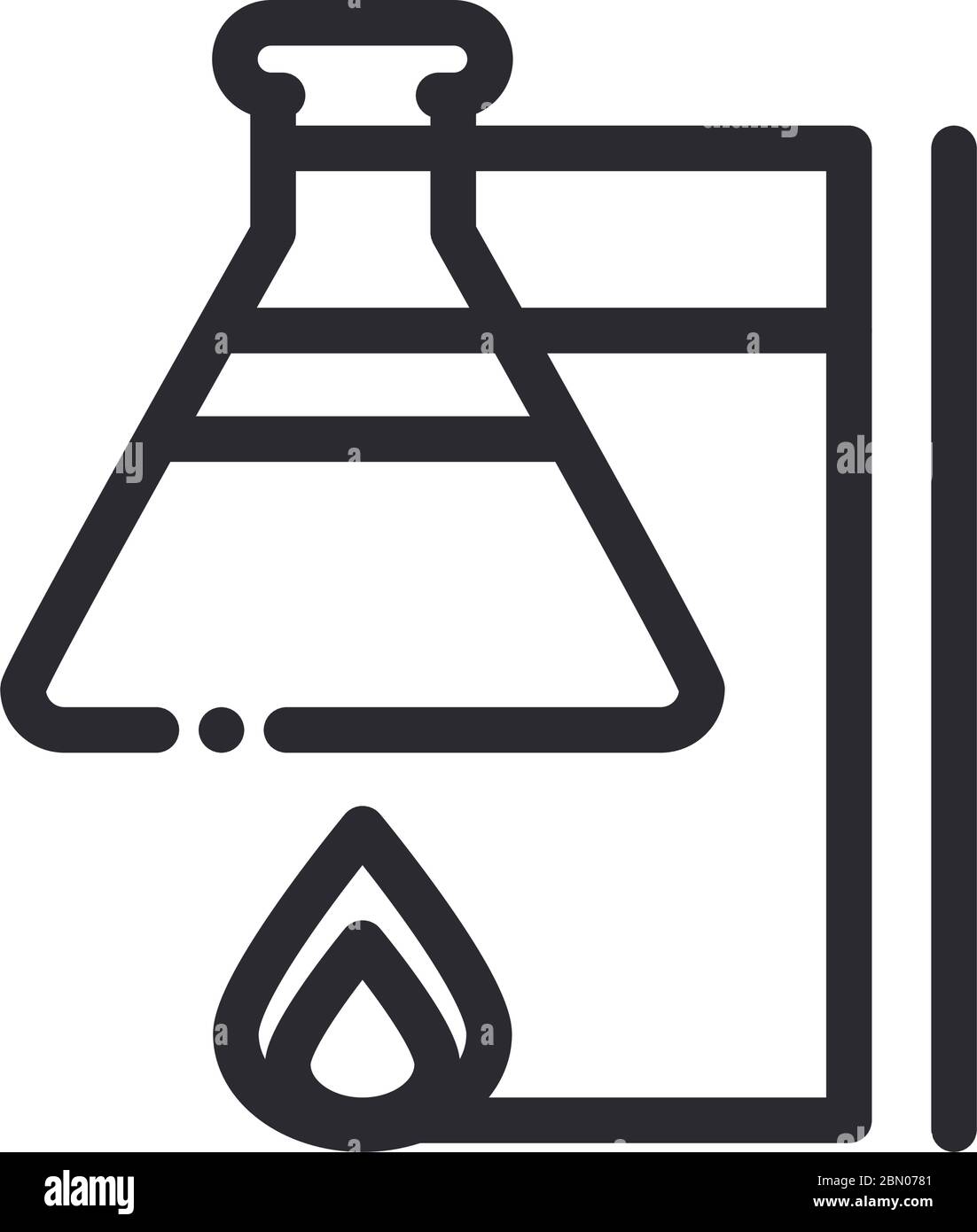 tube à essai sur brûleur laboratoire chimique science et recherche vecteur illustration style de ligne icône Illustration de Vecteur