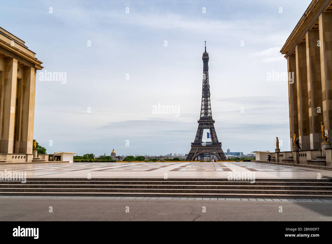 Place du Trocadéro pendant l'épidémie de Covid-19 à Paris Banque D'Images