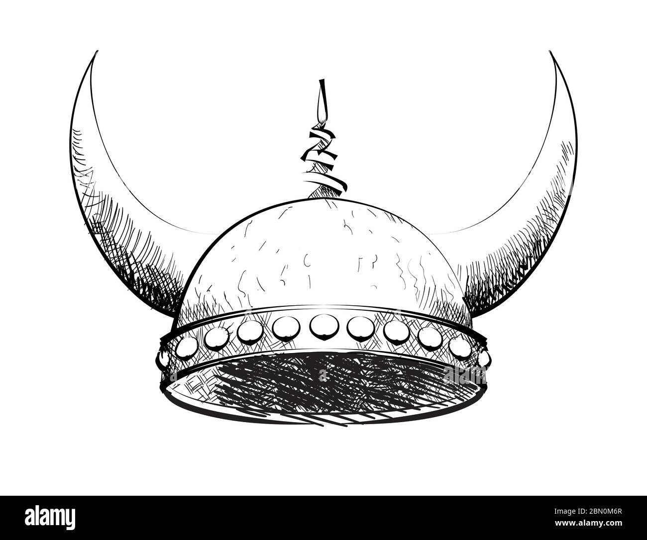 dessin noir et blanc du casque viking Illustration de Vecteur
