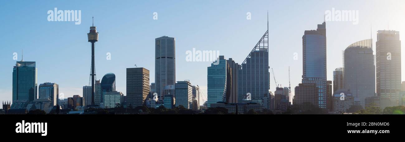 Une vue de grande taille sur le quartier des affaires de Sydney en fin d'après-midi Banque D'Images