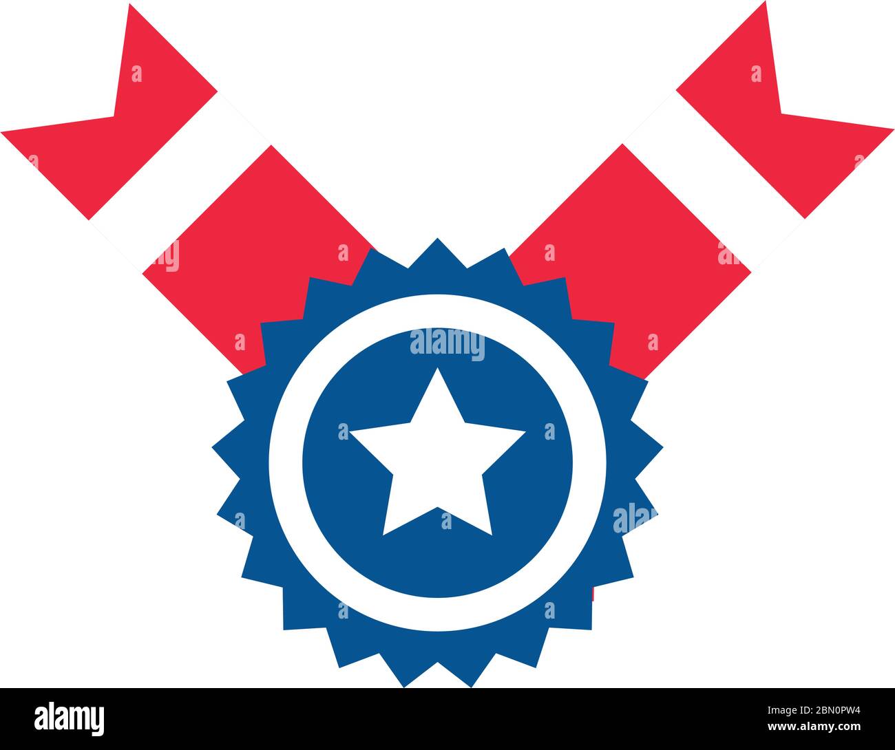 jour de l'indépendance du 4 juillet, drapeau américain étoile emblème illustration vectorielle icône de style plat Illustration de Vecteur