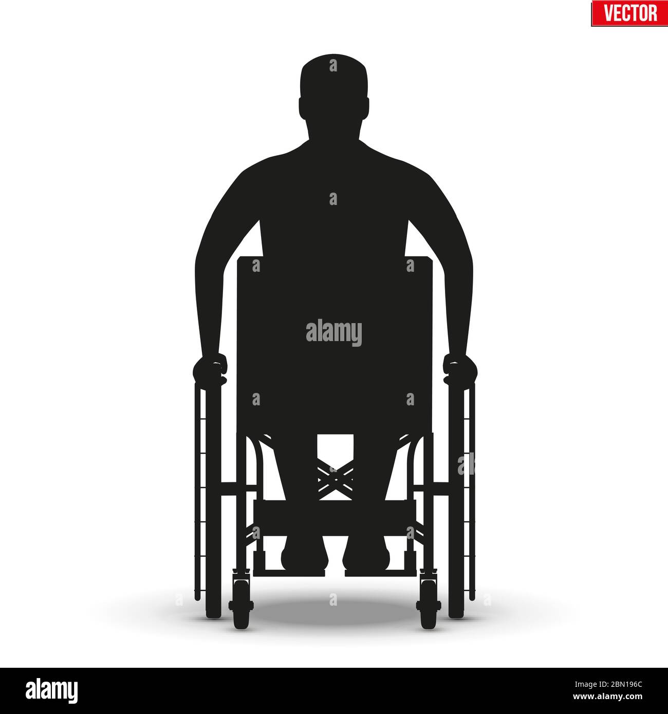 Silhouette d'homme handicapé en fauteuil roulant Illustration de Vecteur